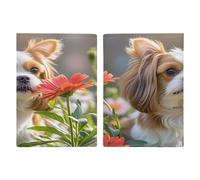 Shih Tzu Dog And Flowers Passport Holder Ultra Slim PU Leather Travel Document Organizer Compact Premium International US Passport Protector Cover for Women Men