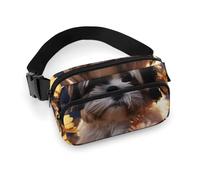 Shih Tzu Dog And Flowers Waist Bag Fashion Fanny Bag with Adjustable Strap for Outdoor Workout Cycling Unisex, white, 20x13cm, Waist Bag
