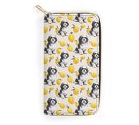 Shih Tzu Dog and Lemon Long Zippered Pouch Slim Clutch Organizer Purse Money and Credit Card Holder for Men Women