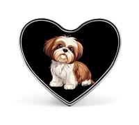 Shih Tzu Dog Badge Brooch Heart Shaped Collar Pin for Bag Jacket Clothes Accessories