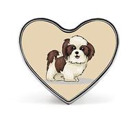Shih Tzu Dog Badge Brooch Heart Shaped Collar Pin for Bag Jacket Clothes Accessories