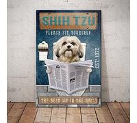 Shih Tzu Dog Bathroom Company The Best Sit in The House Shih Tzu Dog Decorative Anniversary Poster Metal Sign 8x12 inches