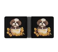 Shih Tzu Dog Bifold Wallet Leather Slim Cash Card Holder Cute Purse