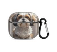 Shih Tzu Dog Bluetooth Earbuds Case Cover Full Body Shockproof Protection Hard Case Support Wireless Charging with Keychain Personalized Gift for AirPods 3