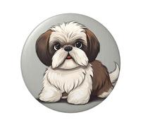 Shih Tzu Dog Button Pins 12 Pcs, 2.4 Inch Round Button Badges Metal Personalized Picture Photo Pin Buttons Kit For Craft Supplies Christmas Diy Party Projects