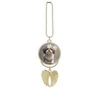 Shih Tzu Dog Car Hanging Ornament Rear View Mirror Pendant Lucky Presents Hanging Ornament Funny Car Pendant for Office Auto Home Decoration Golden-style