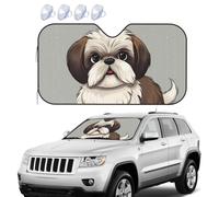 Shih Tzu Dog Car Windshield Sun Shade,Foldable Front Window Sun Visor Protector Uv Reflective Windshield Sunshade Covers Universal Car Accessories 51x27.5 Inch