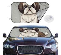 Shih Tzu Dog Car Windshield Sun Shade,Foldable Front Window Sun Visor Protector Uv Reflective Windshield Sunshade Covers Universal Car Accessories 51x27.5 Inch