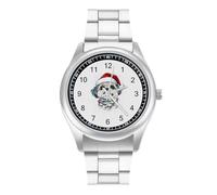 Shih Tzu Dog Christmas Simple Stainless Watch Fashion Designer Wristwatch Easy Reader Analog Watches Gifts for Men