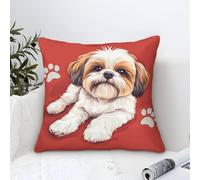 Shih Tzu Dog Cushion Cover Modern Art Decorative,Colorful Pet Pattern Square Pillow Case Soft Polyester Pillowcases for Living Room Sofa Couch Bed Pillowcases 50x50cm