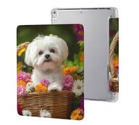Shih Tzu Dog Flower Basket Cute Protective Case Compatible for IPAD Pro (10.5in) /IPAD Air3(10.5in) Trifold Tablet Cover Non-Slip Cases