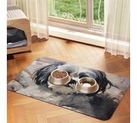 Shih Tzu Dog Food Mats for Floors, 16x24 Inch Non-Slip Super Absorbent Pet Food Mat, Dishwasher Dog Mat for Food and Water, Cute Rubber Quick Dry Pet Feeding Mat for Dogs Puppy Cats