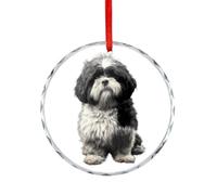 Shih Tzu Dog Glass Christmas Hanging Ornaments