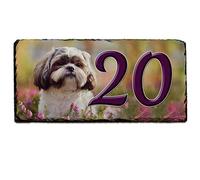 Shih Tzu Dog House Number Slate Name Gate Sign Plaque Door Personalised SL54