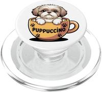 Shih Tzu Dog Lover Coffee Cappuccino Pun Funny Puppuccino PopSockets PopGrip for MagSafe