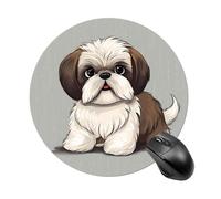 Shih Tzu Dog Mouse Pad Round Laptop Mouse Mat Cute Computer Mousepad Keyboard Pad Non-Slip Desk Pads for Gaming Office Work Home