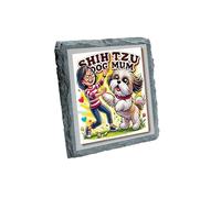 Shih Tzu Dog Mum Cartoon Slate Coaster with Cute Pet Artwork, Fun Gift for Dog Lovers (slco-kf25-566)