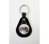 Shih Tzu Dog On A Leather Fob Keyring Ideal Birthday Gift N96