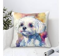 Shih Tzu Dog Pillow Case Modern Art Decorative,Watercolor Pet Pattern Square Cotton Cushion Covers Soft Polyester Throw Pillow Cases for Sofa Patio Home Decor 45x45cm