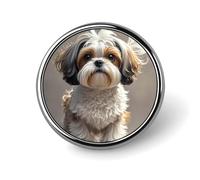 Shih Tzu Dog Round Badge Cute Enamel Lapel Pin Brooches Button Pin Personalized Clothing Decoration Unisex Badge Holder Hats Bags Shirts Decor
