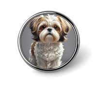 Shih Tzu Dog Round Badge Personalized Metal Lapel Pin Badges Fit Clothing Bags Hat Humorous Printed Brooch Badge Party Decorations Accessories for Men Women