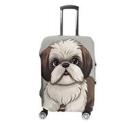 Shih Tzu Dog Suitcase Covers Luggage Protector - Travel Elastic Baggage Case Protective, Washable Anti-scratch Large Suit Case Cover for Suitcases Fits 19-32 Inch Luggages, white, XL, Flower and