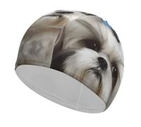 Shih Tzu Dog Swim Cap Unisex Adult Swimming Cap Non Slip Pool Hat Comfortable Durable Easy to Put On and Off Waterproof Swim Hat Keep Hair Dry