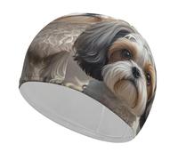 Shih Tzu Dog Swim Cap Unisex Adult Swimming Cap Non Slip Pool Hat Comfortable Durable Easy to Put On and Off Waterproof Swim Hat Keep Hair Dry