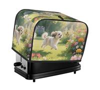 Shih Tzu Dog Toaster Cover 2 Slice, Waterproof Bread Machine Covers with Pockets Universal Size Kitchen Small Appliance Cover with Handle, Dust and Fingerprint Protection
