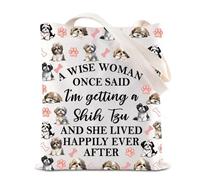 Shih Tzu Dog Tote Bag Shih Tzu Lover Gift A Wise Women Getting a Shih Tzu She Lived Happily Ever After Handbag Dog Owner Gift, Shih Tzu Tote