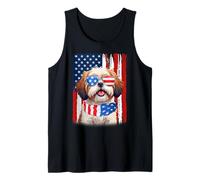 Shih Tzu Dog US America Flag Men Women 4th of July Patriotic Tank Top