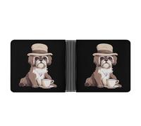Shih Tzu Dog Wallet PU Leather Bifold Wallet Slim Front Pocket Mini Purse Card Slots Holder for Women Men