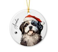 Shih Tzu Dog Xmas Hanging Ornament With Gold String Christmas Tree Hanging Ornament Decorative Christmas Decorations For Party Wedding Kitchen