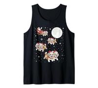 Shih Tzu Dog Xmas Pajama Matching Santa Claus Riding Tank Top