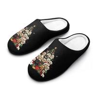 Shih Tzu Dogs Christmas Men's Cotton Slippers Indoor House Shoes Warm Gift for Travel Bedroom Hotel 7-8（40-41）