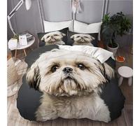 Shih Tzu Duvet Cover Single Dog Bedding Quilt Cover 2 Pcs, 3D Animals Print Reversible Bedding Set Ultra Soft Brushed Microfiber Bed Set Bedroom Decor, 1 Pillowcase b2557