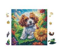 Shih Tzu Flower Garden 100-piece Jigsaw Puzzle Bundle Family Puzzle Lovers Brain Training Mindful Activity Spring Creativity & Gift Giving 28x28cm