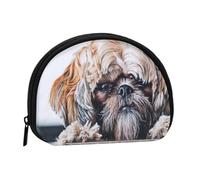 Shih Tzu Fluffy Dogs Pets Dogs Shih Tzu, Women's Storage Bag Shell Makeup Bag Small Coin Purse Shell Change Pouch