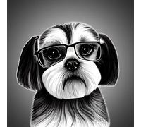 Shih Tzu Funny Black and White Art Blank Card (Spexy Beasts) - Greeting Gift Idea Special Occasion Inside With Envelope Premium Unique Design Humour Joke Cheeky Sarcastic Quality
