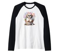 Shih Tzu Garden Planting Gardening for Dog Moms Raglan Baseball Tee