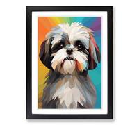 Shih Tzu Geometric No.2 Framed Print | A2 Black Framed Wall Art | Ready to Hang | Modern Fantasy Picture | Living Room Bedroom Lounge Office