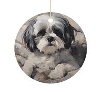 Shih Tzu Hanging Ceramic Ornaments, Christmas Tree Decorations, Funny Home Decor Gifts for Women, Sisters & Work Best Friends