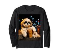 Shih Tzu Iced Coffee Late Night Chill Dog Lover Apparel Long Sleeve T-Shirt