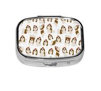 Shih Tzu in Action Seamless Pattern,Meta Pill Box 2 Compartment Medicine Case,Portable Organizer,Rectangle Meta Portable Organizer Pill Box 2489 Compartment Medicine Case