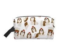 Shih Tzu in Action Seamless PatternLarge Capacity Cosmetic Organizer，Travel Makeup Bag for Women