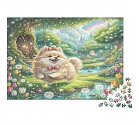 Shih Tzu Jigsaw Puzzle for Adults: Pomeranian in Garden Fun Present & Activity for Home Wall Decor 38x26cm/1000pcs