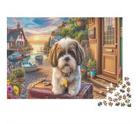 Shih Tzu Jigsaw Puzzle Puppy by A Rustic Wooden House Puzzle Impossible Hard Difficult Challenging Great Gift Idea 70x50cm/1000pcs