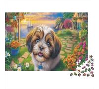 Shih Tzu Jigsaw Puzzles 1000Pc for Men | Impossible Puzzle Smiling Fluffy Dog at Dusk Educational Game & Home Decoration 70x50cm/1000pcs
