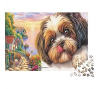 Shih Tzu Jigsaw Puzzles Playful Dog Peeking Out Jigsaw Puzzle Impossible Hard Great Gift Idea for The Whole 38x26cm/1000pcs