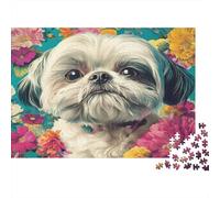Shih Tzu Jigsaw Puzzles Puzzle for Adults Kids. 1000 Piece Colorful Flowers Great Gifts Challenge Toy Educational Games Home Decoration for Adults& Kids Age 14 Years Up 1000pcs (75x50cm)